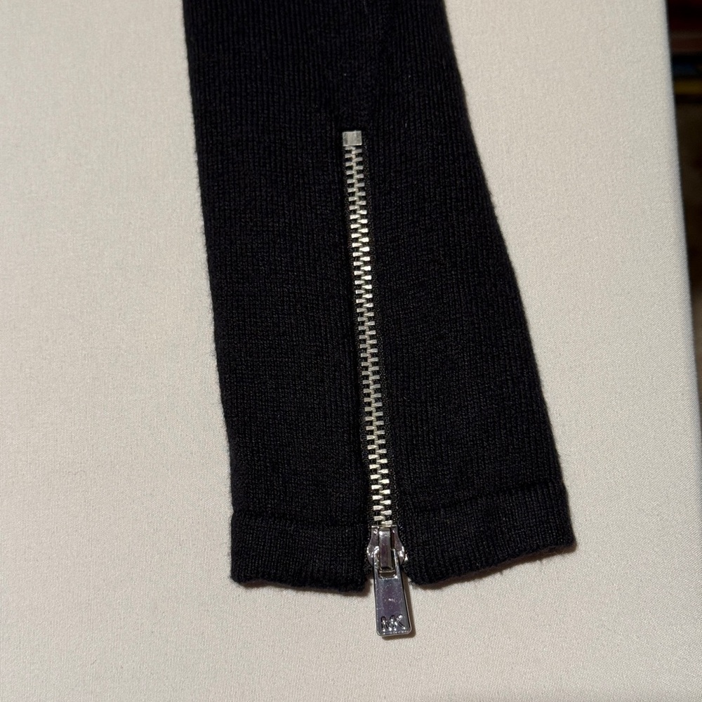 Michael Kors Black Long Sleeve Sweater Dress with Zipper Accents Medium - Picture 4 of 6